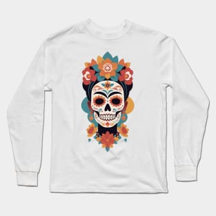 Frida's Calavera: Sugar Skull Illustration Long Sleeve T-Shirt